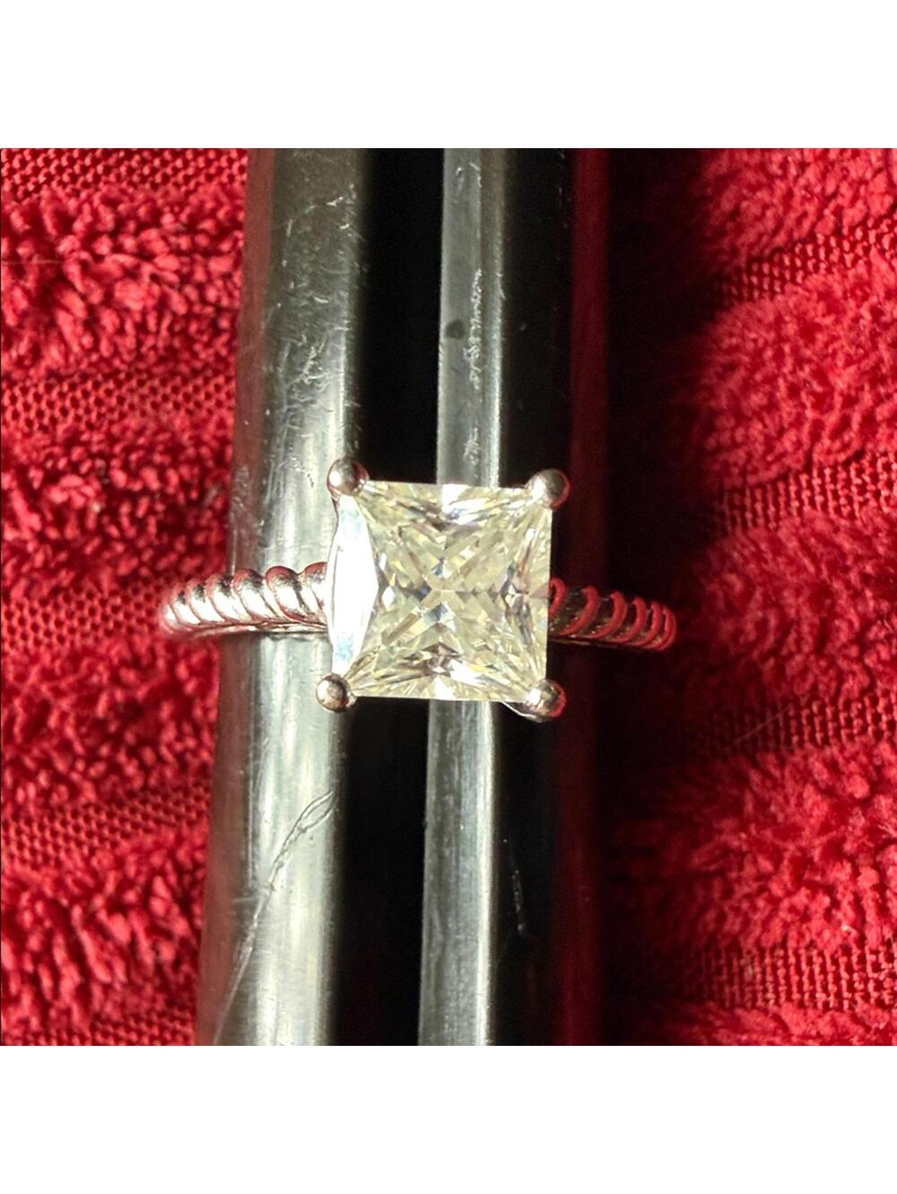 Sterling Silver Square Clear Stone Ring